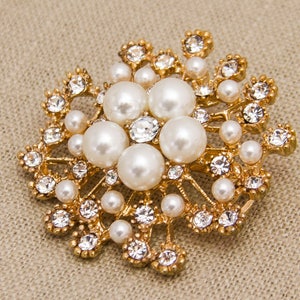 Rose Gold Rhinestone Brooch Crystal Brooch, Rose Gold Brooch, Rose Gold Pearl Brooch, Wedding Brooch, Rhinestone Broach, Wedding Jewelry