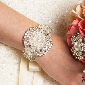 Rhinestone applique, wedding applique, beaded crystal patch, DIY wedding sash, Beaded Silver Motif image 4
