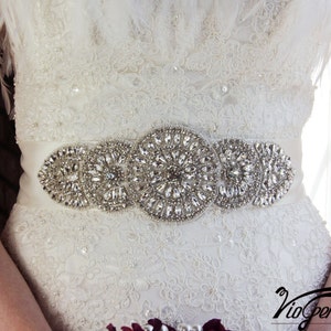 Crystal applique, rhinestone applique, wedding applique, beaded crystal patch, DIY wedding sash, headband, headpiece image 4