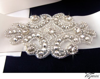 Crystal applique, rhinestone applique, wedding applique,  beaded patch for DIY wedding accessories