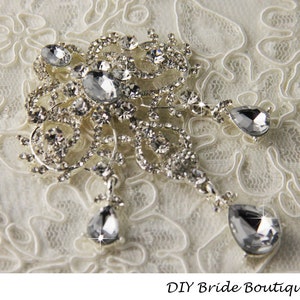 Rhinestone Brooch, Silver Rhinestone Brooch, Rose Gold Crystal Brooch, Wedding Brooch