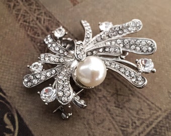 Wedding Brooch Rhinestone Brooch Bridal Brooch Pearl Brooch Crystal Brooch