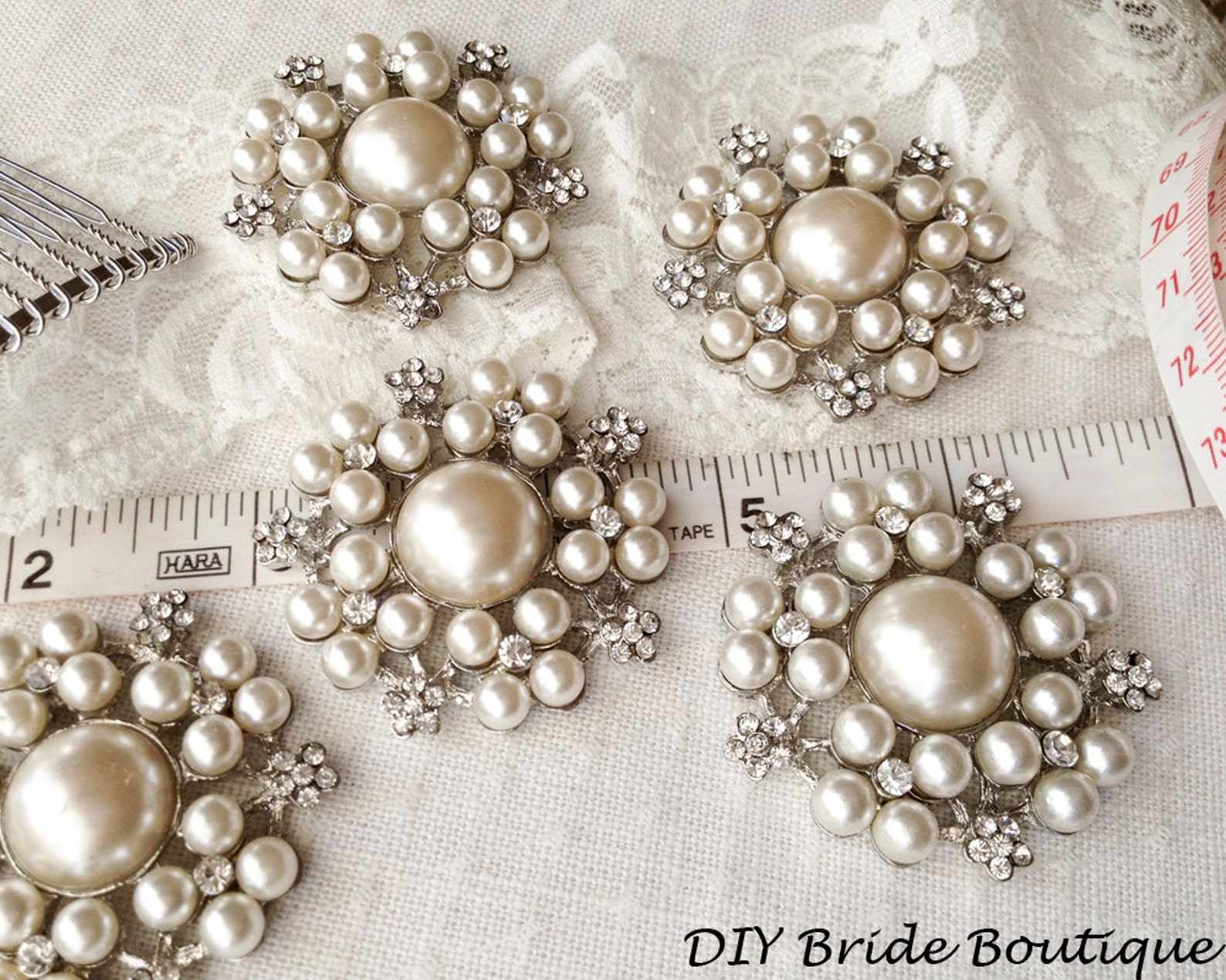 10 Pearl Brooches Wedding Brooch Rhinestone Brooch Bridal Etsy