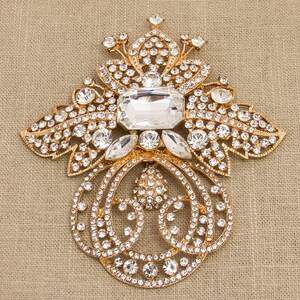 Rose Gold Wedding Brooch Large Rhinestone Brooch Statement Brooch Wedding Brooch Gold Crystal Brooch Rhinestone Broach Bridal Brooch
