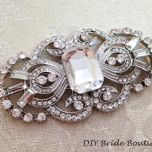 Art Deco Rhinestone Brooch Crystal Brooch, Great Gatsby Wedding Brooch, Bridal Sash Pin, Rhinestone Broach image 1