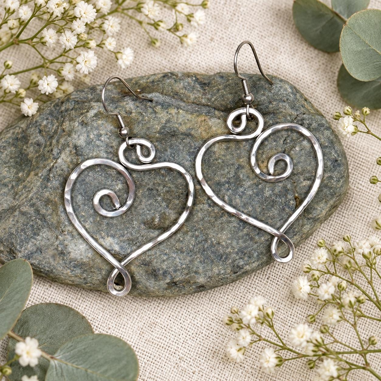 Sterling Stamped Heart Earrings - Etsy