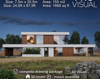 modern Villa Plans | Luxury Premium Two-Story Residence Building Blueprint PDF | Architectural Layout Design Construction Drawing Floor Plan