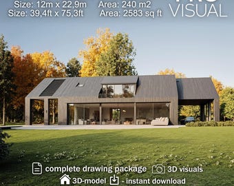 Modern Farmhouse Barndominium 2 story Home Plans – Custom Architectural Blueprints & Floor Plans – Complete Digital Download Building Design