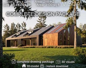 Barndominium Home Plans | Modern 2 story Farmhouse Blueprints | Full Architectural Drawings & Floor Plans | Digital Download Building Design