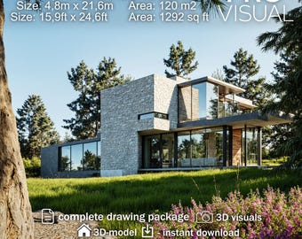 Modern Villa Plans | Contemporary 2-Story Home Design | Architectural Blueprint  | Modern Design Drawings | Floor Plans | house design plan