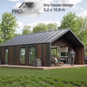 Tiny HOUSE Floor Build DIY PLANS, Micro House Loft Bedroom, Kitchen, Bathroom, & Living Room Blueprint Design, small cabin build