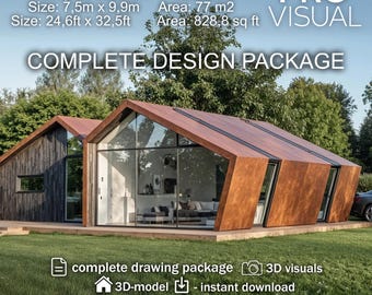 Tiny House Floorplan, Housing Blueprint & Building Plan Set | 2D Architectural File, 3D Model Blueprint, DWG CAD, SketchUp Digital Layout