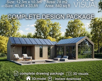 Modern Tiny House Plan with 3 Bedrooms | Small Cabin Layout PDF | Tiny Home Blueprint Design | Small House Floor Plan Printable | build plan