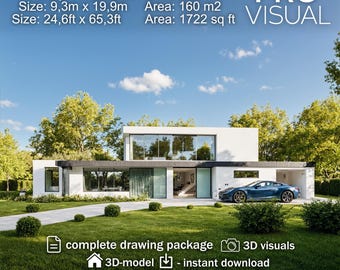 Modern Villa House Plans | 2-Story Luxury Home Design Blueprint | Contemporary Architectural Drawing & 3D Digital Model | SKP DWG IFC file