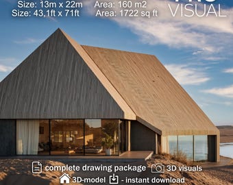 Modern Villa Blueprint, Coastal HOUSE PLAN Luxury Villa, Architectural Drawing, Digital pdf cad File, Instant Download, BUILDING design