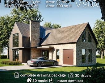 Modern Luxury Villa House Plans, 2-Story 3 bedroom | Residential home Drawing | Architectural family house design, Blueprint Building Plans