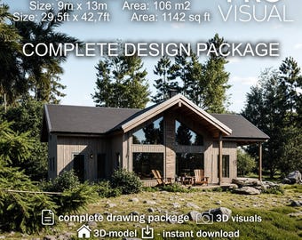 Scandinavian Nordic House Plans – DIY Build Cozy Minimalist Home with Modern Architecture Design, Blueprints, Floor Plan & Drawings