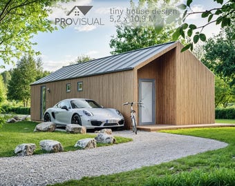 Tiny Cabin House Floor Plan | Modern Tiny Home Building Plan PDF | Small House Architectural Blueprint Design | DIY Construction Drawing