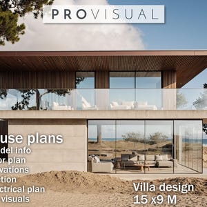 modern VILLA HOUSE PLAN – 2-Story Architectural Blueprint, Luxury Home Design, Digital Floor Plan Drawing, 3D Model Download, diy building