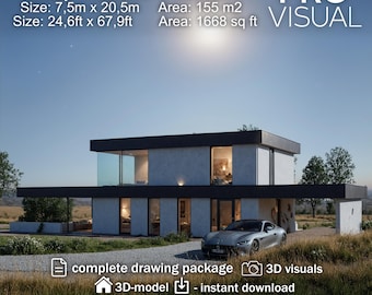 luxury Villa House Plans | Luxury 2-Story Home Building Plan PDF | Architectural Layout Design Drawing Floor Plan | House Plans | 3D model