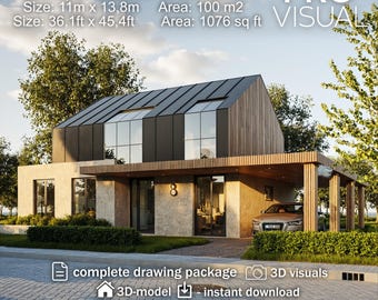 Luxury Modern Villa and Home Plans | 2-Story House Design | Architectural Blueprint Set | Modern Villa Home Drawings, 3D Model & floor plans