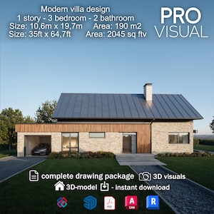 Modern Luxury House Plans | Contemporary Villa Blueprint | Digital Home Design | Architectural Floor Plan Download | 3D Model with CAD IFC