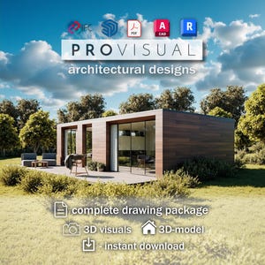 Tiny House SMALL HOUSE BLEUPRINT Loft, Architectural Drawings & cabin floor plans with Build Plans Set, cottage design, 3D model, home build