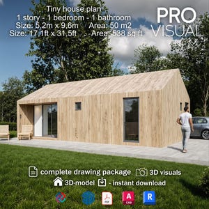 Tiny House plattegrond loft | Bouwplan voor kleine woningen pdf en IFC | Indeling kleine cabine blauwdruk | Bouwtekening Ontwerp Constructie