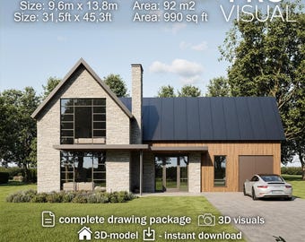 Modern Luxury Villa 2-Story 3-bedroom Design Plans | Residential Construction Drawings PDF | Architectural Floor Plan Blueprint House Plans