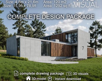 Luxury Modern Villa House Plan PDF | Contemporary 2-Story Home Design | Architectural Blueprint  | Modern Design Drawings | Floor Plans