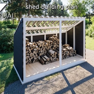 DIY Firewood Shed Plans – Small Backyard Log Storage Shed – Printable Building Plans for Wood Storage – PDF Instant Download, shed plans