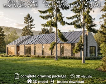 Modern Barndominium House Plan, 5 Bedroom 2 Story Farmhouse Design, Complete Build-Ready Architectural Drawings set, Floor Plans PDF CAD IFC