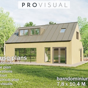 BARNDOMINIUM HOUSE Building PLANS, Airbnb Architectural Drawings Floor Bedroom Blueprints Plan for a House, rental home, house design