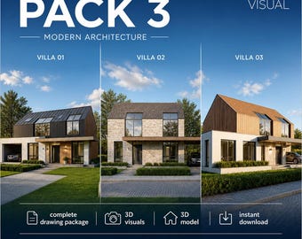 Modernes Villa Pack 3D-Modelle Bündel Zeitgenössische Häuser Wohn Architektur Sammlung Luxushäuser Außendarstellung Objekt