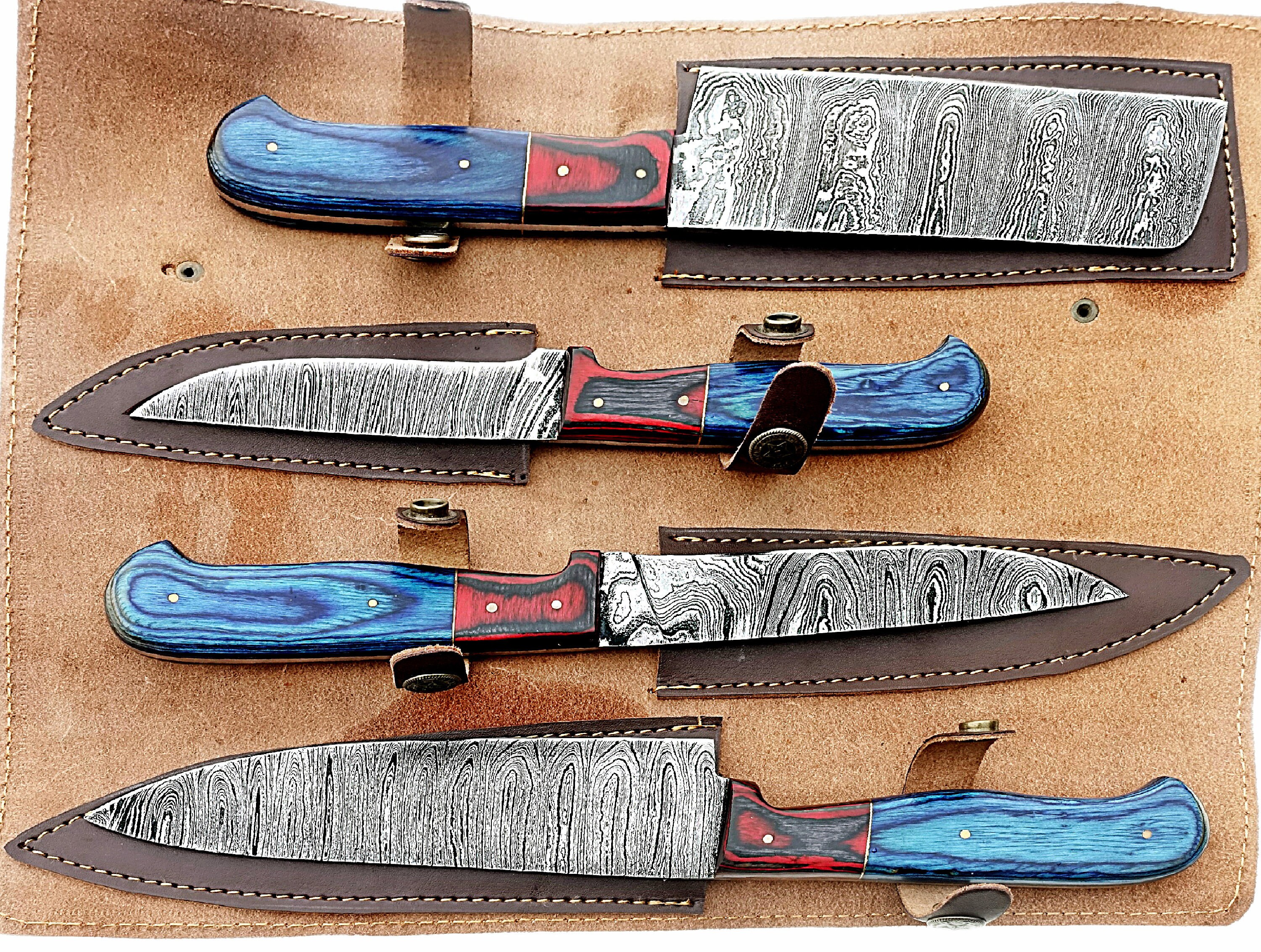 Set di coltelli da cucina in resina rossa con lama in stile Damasco - Set di coltelli da chef giapponesi da 8 pezzi con confezione regalo - Italia