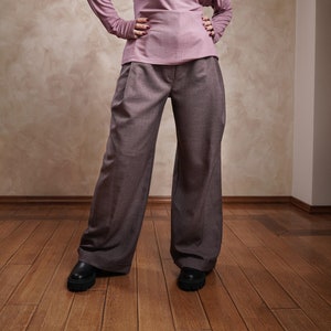 High Waist Pants,High Waist Wide Leg Trousers for Women – Handmade, Front Pleats, Custom Size Available
