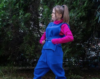 Türkisch Blau Haremshose: Fleece Drop Crotch Yoga Jogginghose (Made to Order)