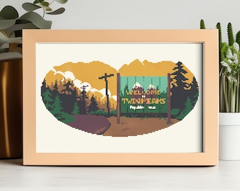 Patrón de punto de cruz para la pantalla de título de Twin Peaks: Decoración única para el hogar inspirada en la serie de televisión (PDF)
