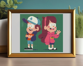 Patrón de punto de cruz de dibujos animados de Gravity Falls: Mabel y Dipper: Diseño de aventura