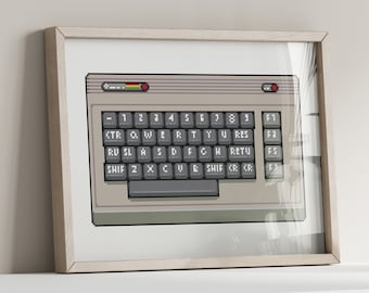 Patrón de punto de cruz retro de Commodore 64 con diseño de píxeles / Diseño de bordado por computadora vintage
