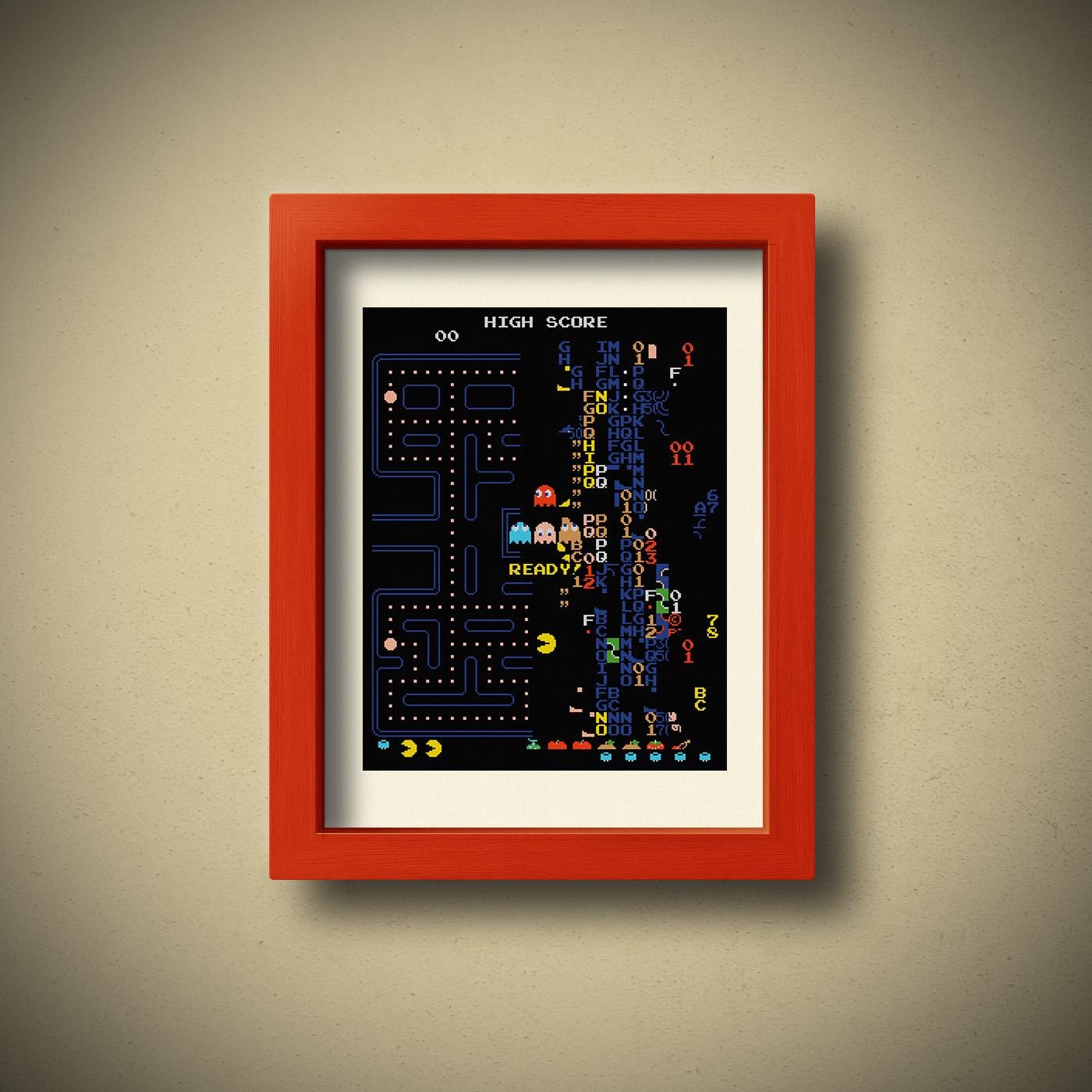 Pac-man Glitch Cross Stitch Pattern – Broken Level 256 Bug, Retro ...