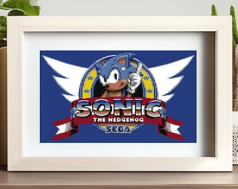 Patrón de punto de cruz de Sonic the Hedgehog: logotipo alado clásico / Descarga instantánea en PDF