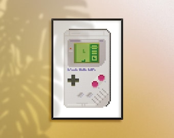 Retro Handheld Game Console Pixel Art Cross Stitch Pattern - Vintage Gamer DIY