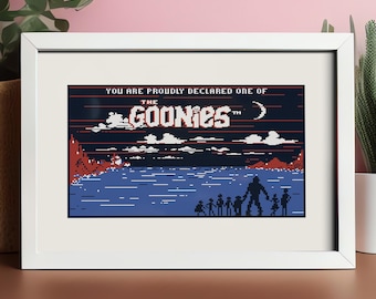 Estás orgullosamente declarado como uno de los Goonies – Patrón de punto de cruz de película retro – Juego C64