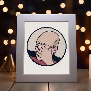 Picard Facepalm Meme Kreuzstichmuster - Geeky Star Trek Stickdatei