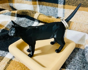 Cat Ring Holder with Standing Cat and Bed