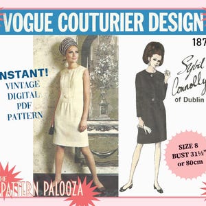 Patron de couture de robe Vogue des années 1960 par Sybil Connolly taille 8 (téléchargement numérique PDF)