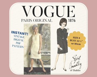 1960s Vogue Dress Sewing Pattern by Sybil Connolly Size 8 (PDF Digital Download)