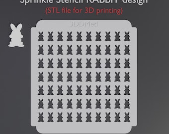Streuschablone Kaninchen Design. Digitale STL-Datei für den 3D-Druck, Cookie Maker Download