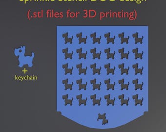 Streuschablone Hundemotiv. + keychain Digitale STL-Datei für den 3D-Druck